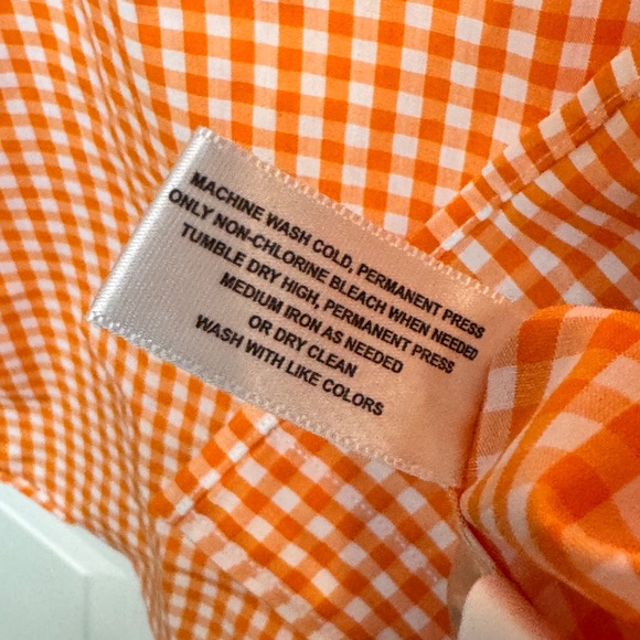 Cutter & Buck Men's Orange & White Power T Tennessee Gingham Shirt Size S - Picture 7 of 7